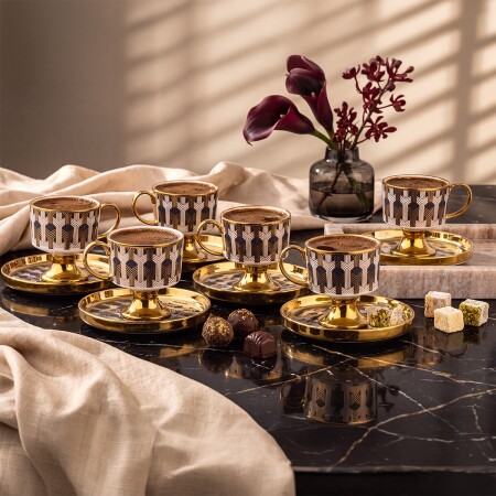Aryıldız Quinn Black 12 Parça 6 Kişilik Kahve Fincan Takımı 90 ml - ARYILDIZ