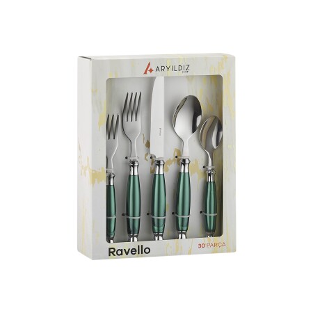 Aryıldız Ravello 30 Parça 6 Kişilik Çatal Kaşık Bıçak Takımı Yeşil - 7