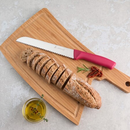 Aryıldız Rexa Tırtıklı Ekmek Bıçak Kırmızı 19 cm - ARYILDIZ