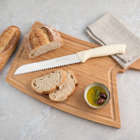 Aryıldız Rexa Tırtıklı Ekmek Bıçak Krem 19 cm - 1