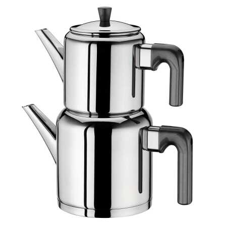 Aryıldız Roma Simli Siyah Büyük Çaydanlık Takımı - ARYILDIZ