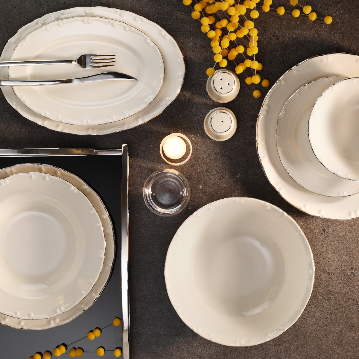 Aryıldız Romance Silver 30 Parça 6 Kişilik Yemek Takımı