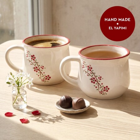 Aryıldız Rosella 2’li Seramik Kupa Kırmızı 150 ml - 1