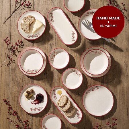 Aryıldız Rosella Kırmızı 14 Parça 6 Kişilik Kahvaltı Takımı - ARYILDIZ