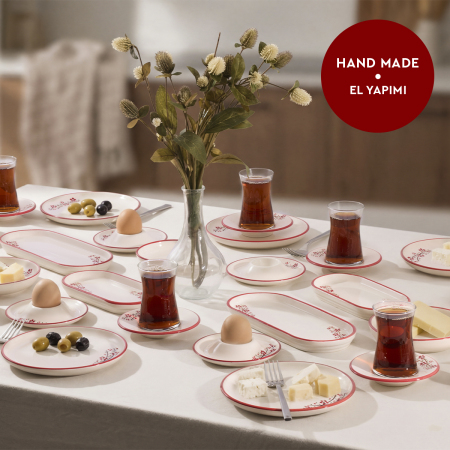 Aryıldız Rosella Kırmızı 36 Parça 6 Kişilik Kahvaltı Takımı - ARYILDIZ