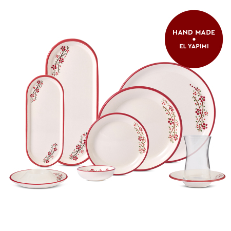 Aryıldız Rosella Kırmızı 36 Parça 6 Kişilik Kahvaltı Takımı - 5