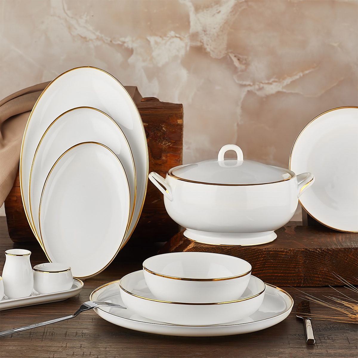 Aryıldız Royal Quenn Topkapı 63 parça Yemek Takımı Gold 60026