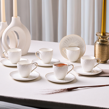 Aryıldız Serena Gold 12 Parça 6 Kişilik Kahve Fincan Takımı 90 ml - ARYILDIZ