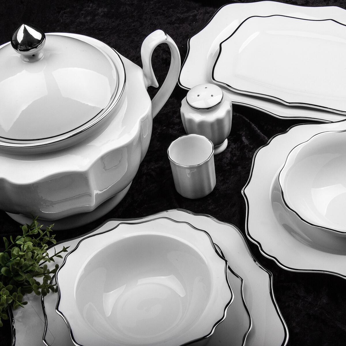 Aryıldız Silver Porselen 60 Parça 12 Kişilik Yemek Takımı 34001