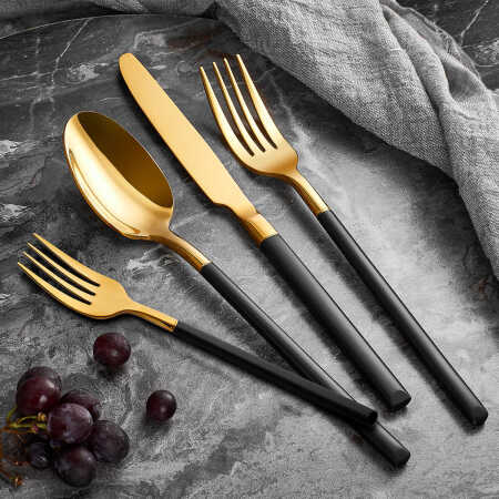 Aryıldız Soho Prestige Gold Siyah 24 Parça 6 Kişilik Çatal Kaşık Bıçak Takımı - ARYILDIZ