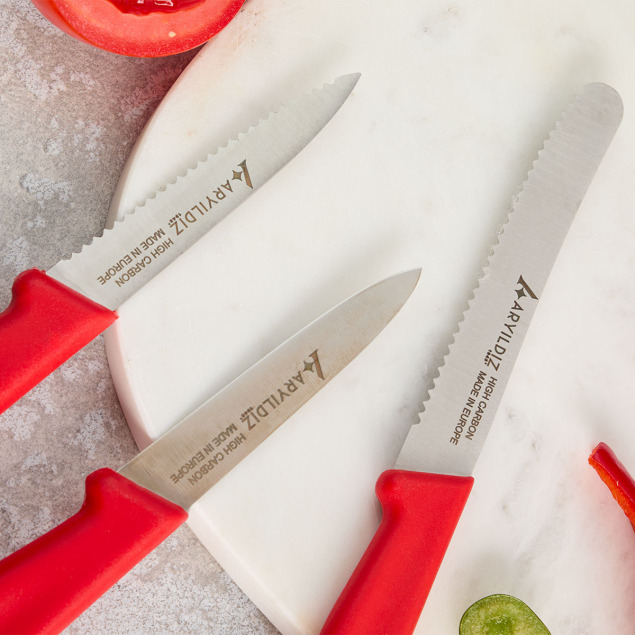 Aryıldız Solo 3 Parça Bıçak Seti kırmızı - 2