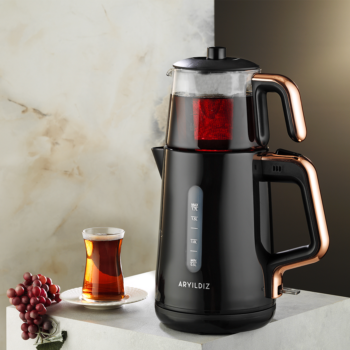 Aryıldız Tea Perfect Çay Makinesi Siyah Bakır