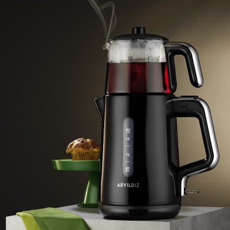 Aryıldız Tea Perfect Çay Makinesi Siyah Krom Renkli