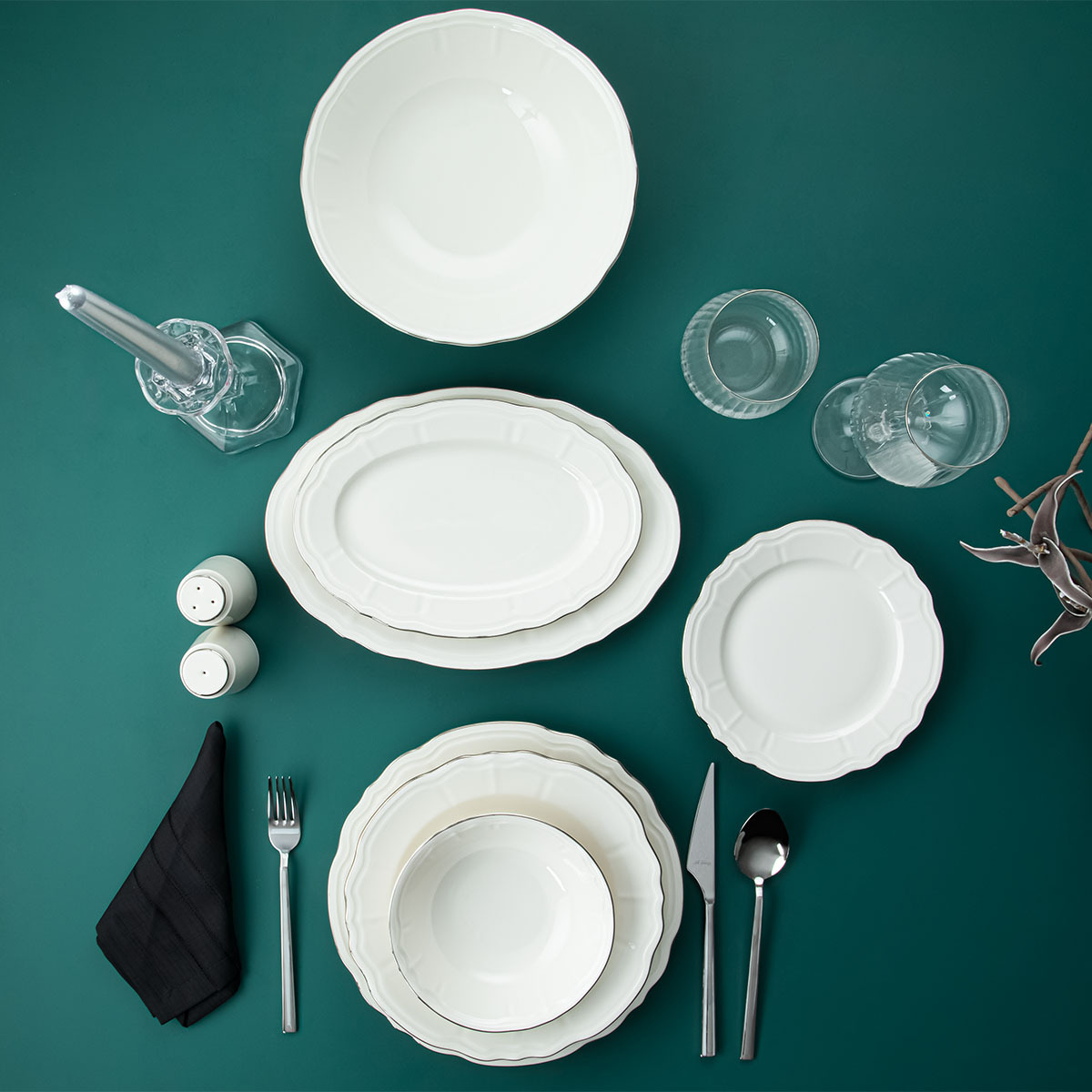 Aryıldız Tiffany Platin 30 Parça 6 Kişilik Yemek Takımı