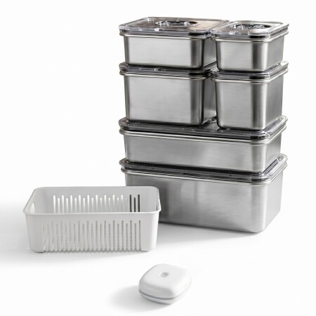 Aryıldız Vacuum & Fresh Çelik 14 Parça Saklama Kabı Seti - 3