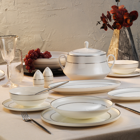 Aryıldız Vanessa Platin 60 Parça 12 Kişilik Yemek Takımı - ARYILDIZ