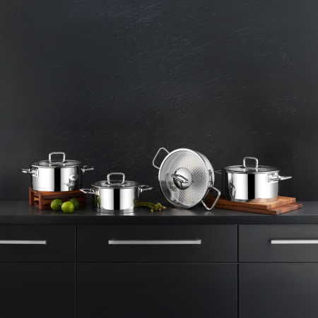 Aryıldız Vento Prestige Çizgili 8 Parça Tencere Seti - ARYILDIZ