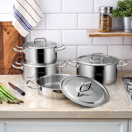 Aryıldız Vento Prestige Steel Kapak 8 Parça Tencere Seti - 1