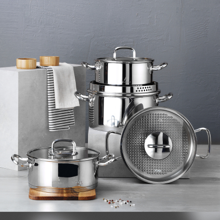 Aryıldız Vogue 8 Parça Cam Kapak Çelik Tencere Seti - ARYILDIZ