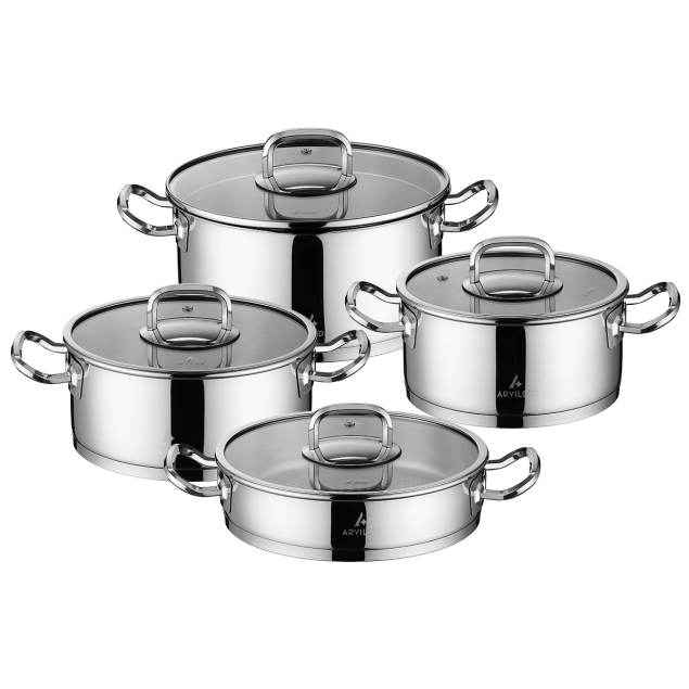 Aryıldız Vogue 8 Parça Cam Kapak Çelik Tencere Seti - 2