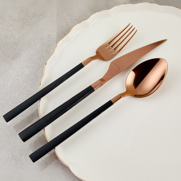 Aryıldız Vogue Bronz Siyah 24 Parça 6 Kişilik Çatal Kaşık Bıçak Takımı - 1