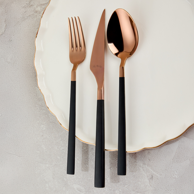 Aryıldız Vogue Bronz Siyah 24 Parça 6 Kişilik Çatal Kaşık Bıçak Takımı - 2